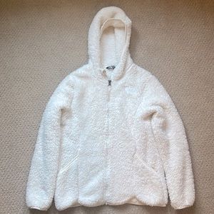 North face girls fleece gardenia front zip jacket - white size 10/12